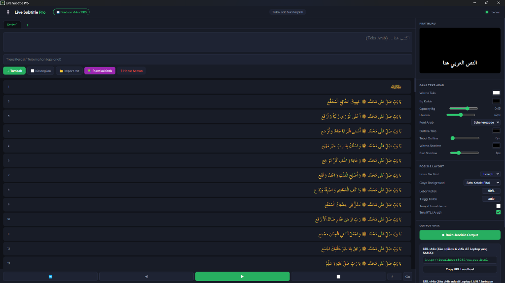 Antarmuka Live Subtitle Pro