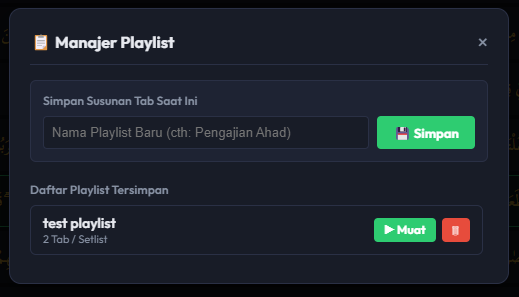 Tampilan Manajer Playlist