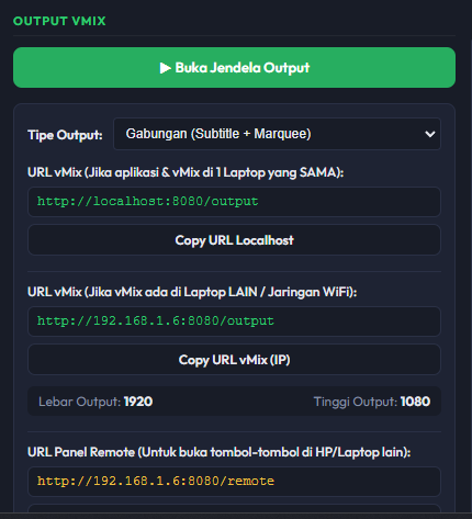 Pengaturan Output vMix dan OBS